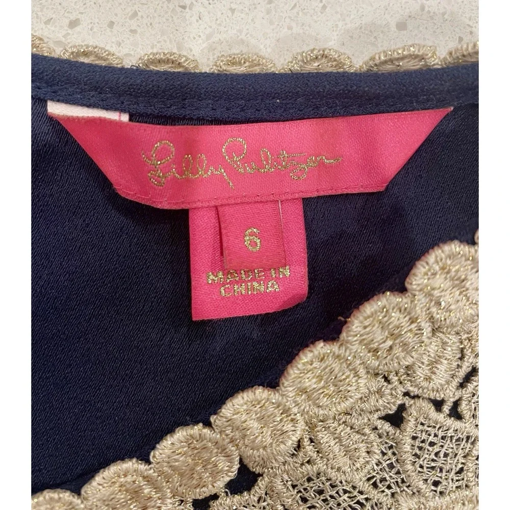 Lilly Pulitzer Nala Lace Bodice shift Good Navy Lace dress Size 6‎ Orig $178 EUC - Picture 6 of 10